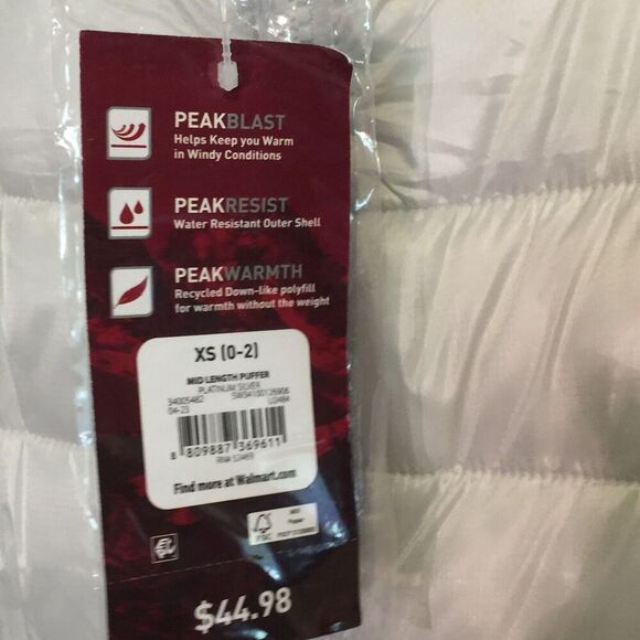 Swiss Tech Womens Hooded Mid Length Puffer Jacket Soft Light gray XS NWT - Picture 4 of 8